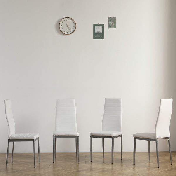 Set of 4 PU Leather Dining Chairs – Creamy White