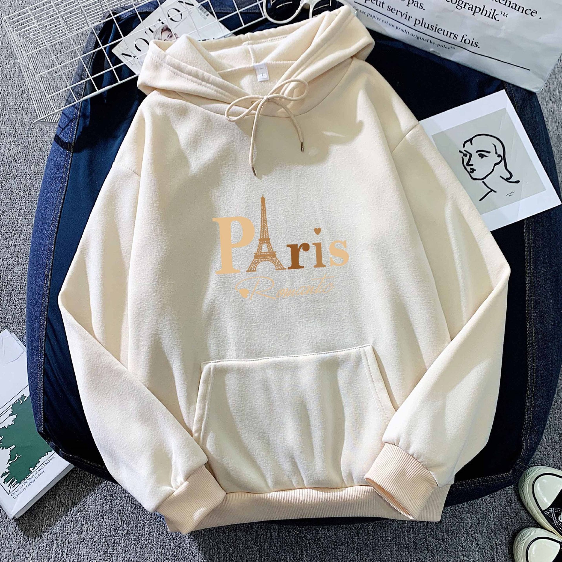 Letter Printed Hoodie – Unisex Couple’s Pullover