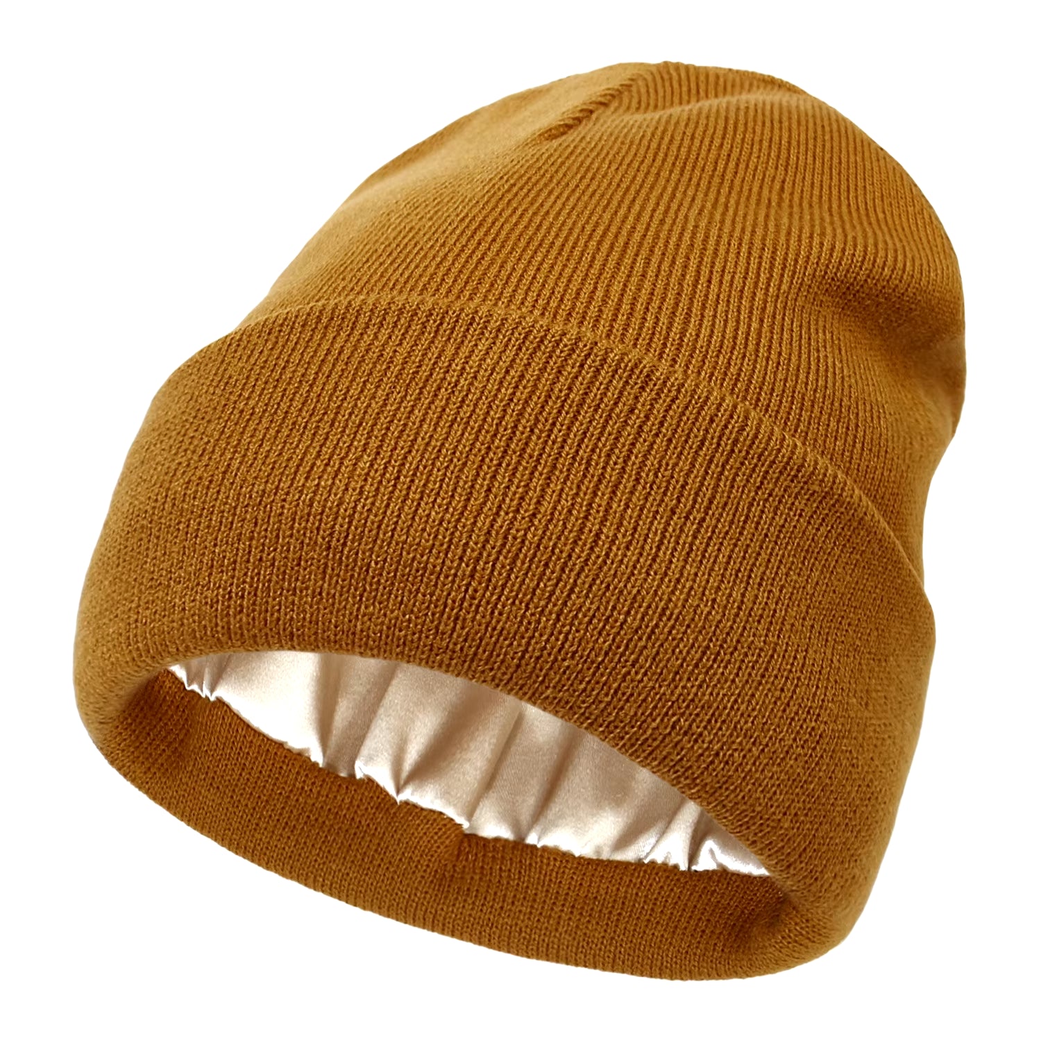 Satin Lined anti Static Beanie for Women Winter No Static 2 Layer Knitted Hat Silk Satin Bonnet Hair Cover Sleep Cap Skiskullies