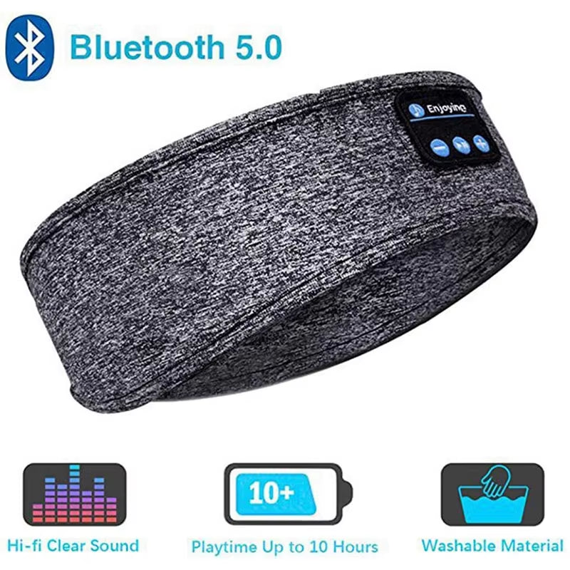 Bluetooth Sports Earphones and Sleep Headband - Wireless Music Headset with Eye Mask Design