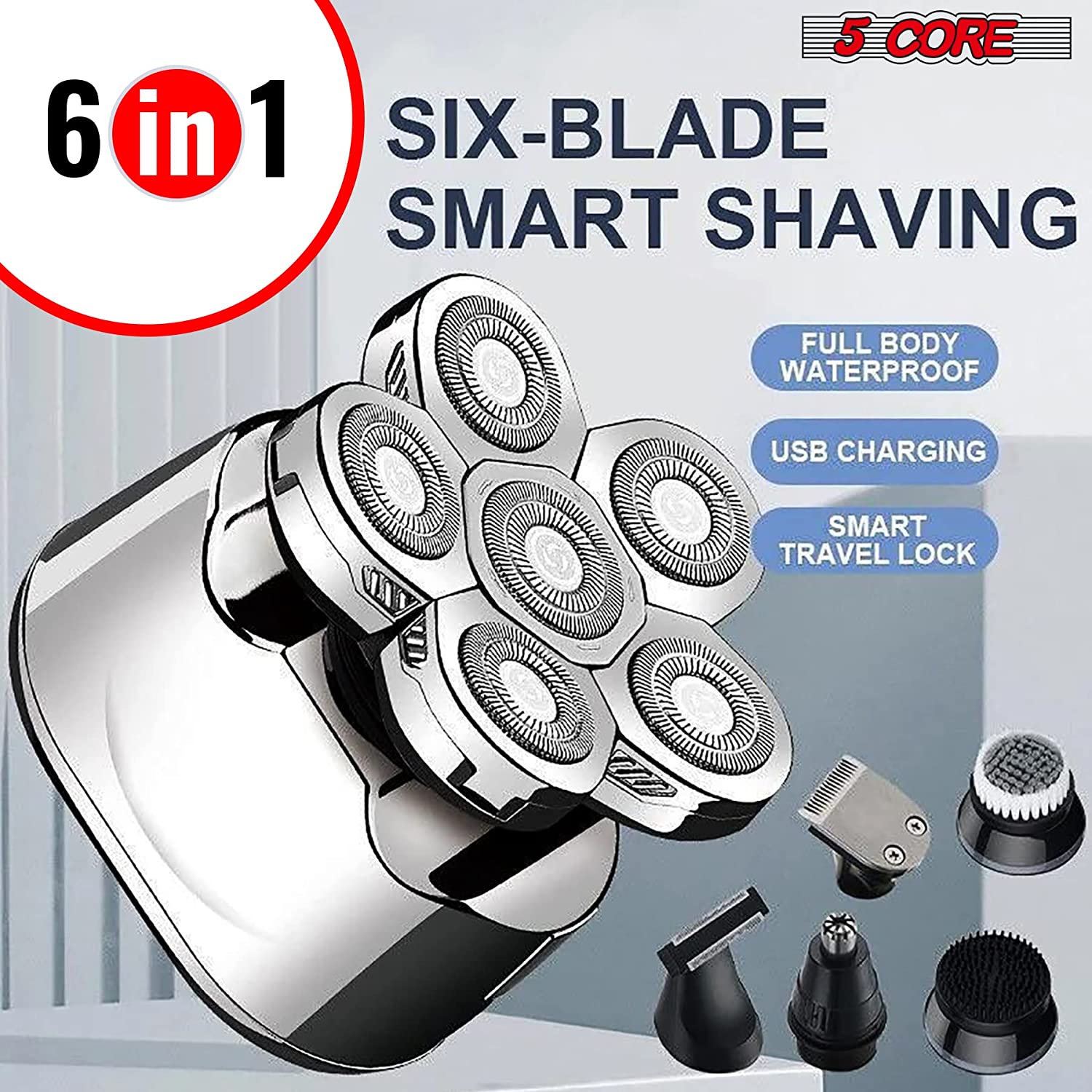 5 Core Electric Razors • 6 Blade Electric Shaver Beard Trimmer •