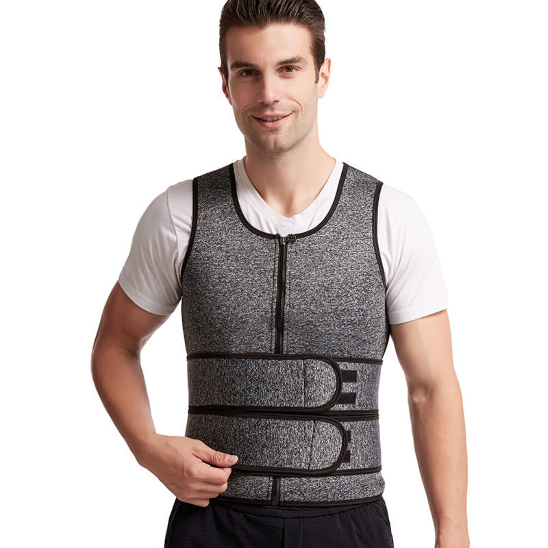 Men’s Fitness Shapewear Sauna Vest – Double Belt Waist Trainer & Sweat Shirt Corset
