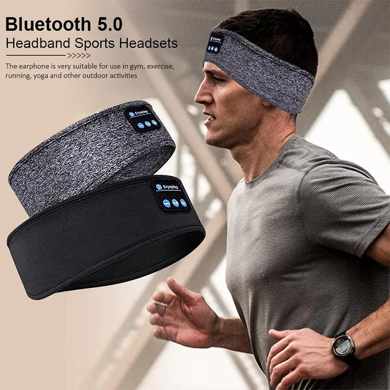 Bluetooth Sports Earphones and Sleep Headband - Wireless Music Headset with Eye Mask Design