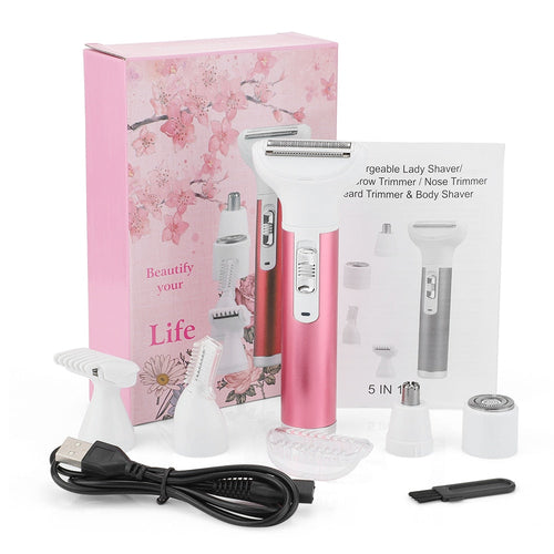 5 in 1 Electric Hair Remover Rechargeable Lady Shaver Nose Hair