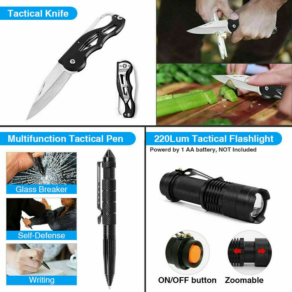 14-In-1 Outdoor Emergency Survival Kit - Tactical Gear Case for Camping/Emergency