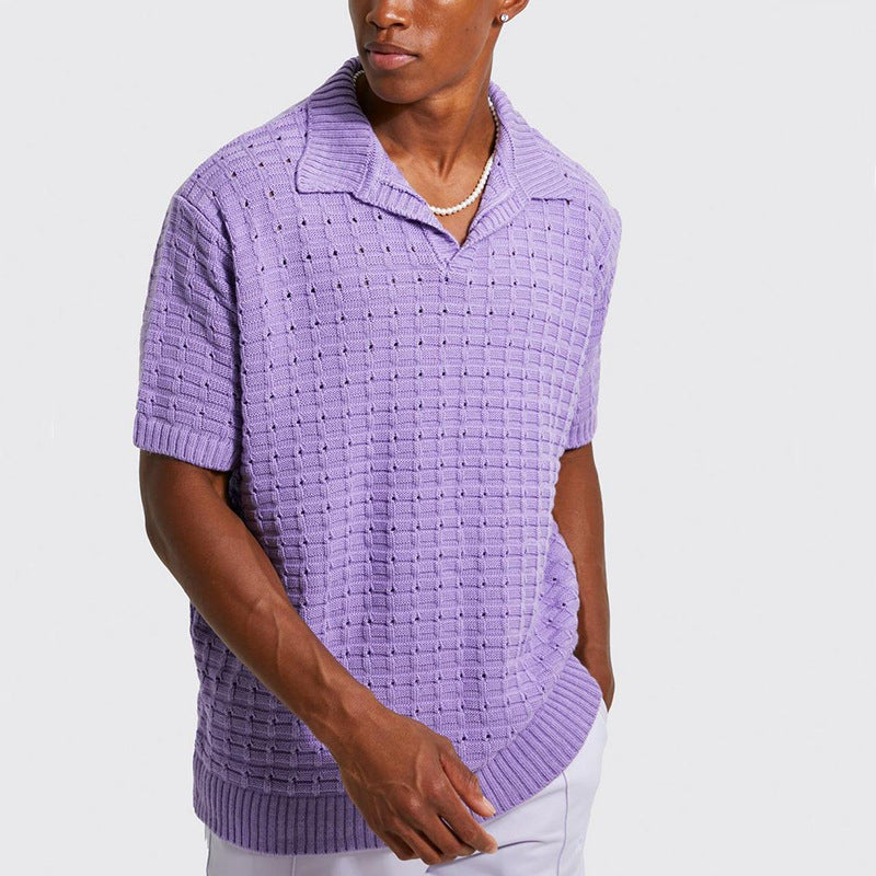Men's Knitted Short-Sleeved Casual Shirt