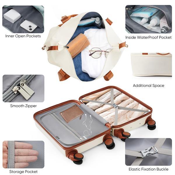 Front Opening 20-Inch Carry-On Luggage with Expandable Travel Bag Set