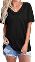 V Neck T Shirts for Women Summer Tops Loose Fit Short Sleeve Shirts