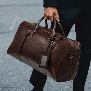 Large Capacity Retro Men Foldable Leather Travel Bag