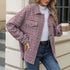 Fashion Houndstooth Lapel Tweed Coat – Chic & Casual Outerwear for Women