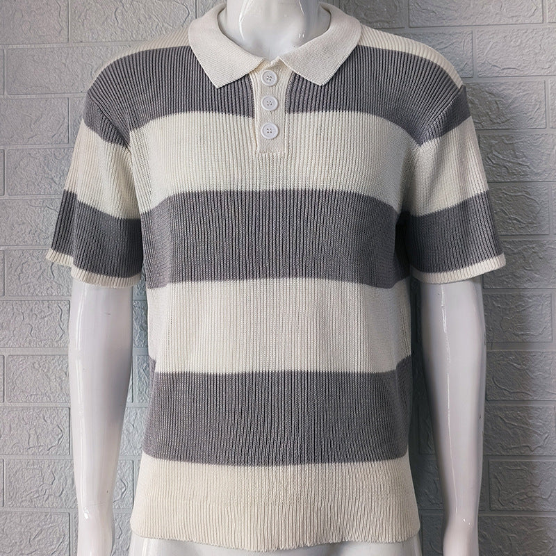 Men's Summer Fashion Lapel Sweater – Short Sleeve Slim Fit