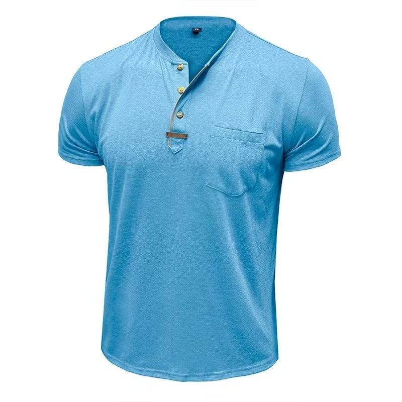 Summer European And American Men's Short Sleeve Casual Crew Neck Top