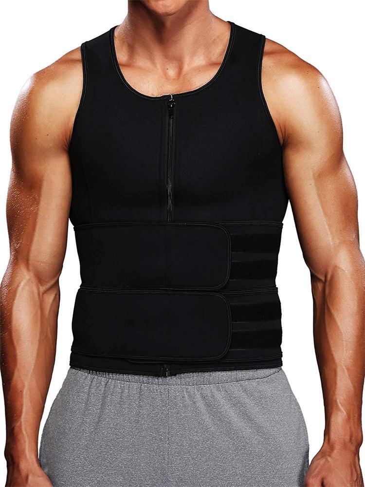 Men’s Fitness Shapewear Sauna Vest – Double Belt Waist Trainer & Sweat Shirt Corset